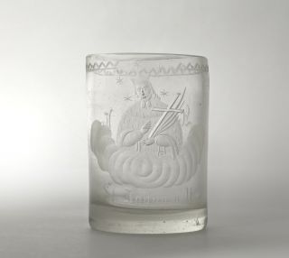 Glass Cup (goblet) With Saint Johan.  Europe,  1840.