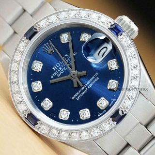 Ladies Rolex Datejust Blue Diamond Dial Watch & Rolex Oyster Band