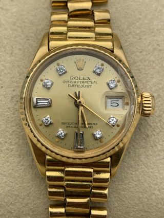 Rolex Datejust Auto 26mm Yellow Gold Ladies President Bracelet Watch 6917