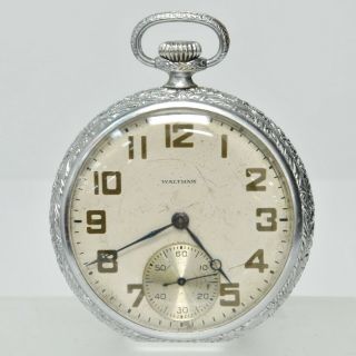 Waltham 16 Size Open Face Pocket Watch In A Illinois Spartan Case Running