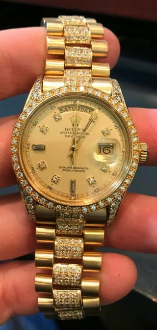 Rolex Day - Date President 36MM 18K YELLOW Gold Diamonds everywhere 1803 Vintage 3