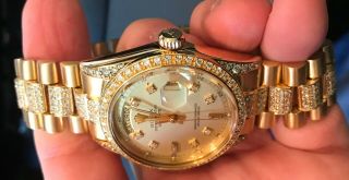 Rolex Day - Date President 36MM 18K YELLOW Gold Diamonds everywhere 1803 Vintage 5