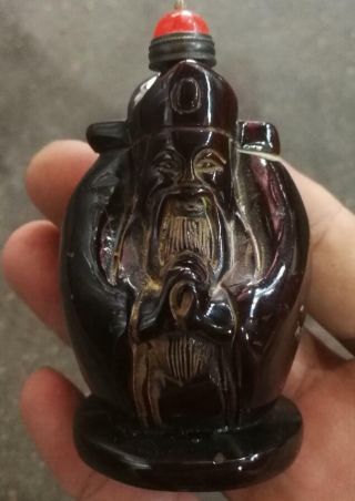 Chinese Hand - Carved Ox Horns Make Lucky Fortune Snuff Bottle