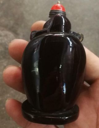 Chinese hand - carved ox horns make lucky Fortune snuff bottle 3