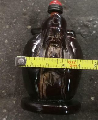 Chinese hand - carved ox horns make lucky Fortune snuff bottle 4