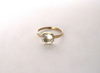 Antique Georgian 15 Ct.  Yellow Gold Ring With Cushion Cut - Style Paste Stone