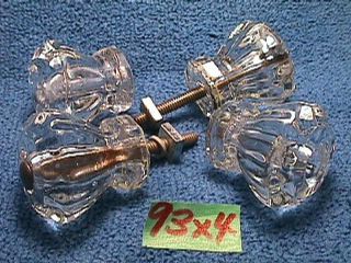 4 Matching Vintage Clear Glass 10 Sided 1 Inch Drawer Pulls 4 Pulls (93x4)