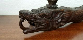 19th/20th C.  Chinese Antique Hand Carved Dragon Flute,  w/ provenance. 3