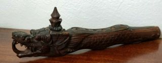 19th/20th C.  Chinese Antique Hand Carved Dragon Flute,  w/ provenance. 5