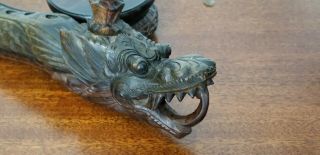19th/20th C.  Chinese Antique Hand Carved Dragon Flute,  w/ provenance. 7
