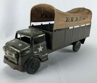 Vintage Lumar Tin Litho Pressed Steel U.  S.  Army Truck Troop Carrier