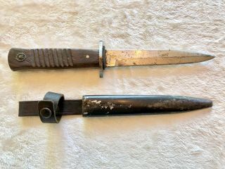 Ww1 / Ww2 German Trench Knife W/ Ww2 Wound Badge Emblem