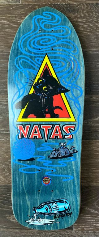 Natas Kitten Rare Blue Stain Skateboard Deck Nos Santa Cruz Sma Blacktop