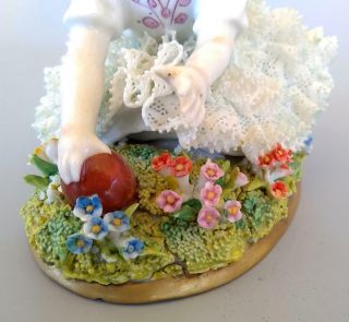 Vintage Sitzendorf Dresden Lace Porcelain Girl Figurine 6