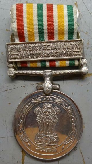 India Police Special Duty Medal With Jammu & Kashmir Bar Fm113