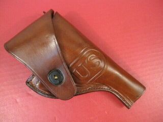 Wwii Era Us Army Leather Mp Holster.  38 S&w Victory - Craighead 1943 - Unissued