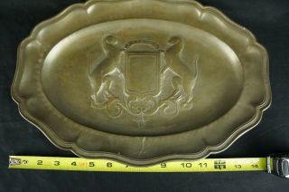 Huge rare antique French ? marked pewter oval figural dish 14 