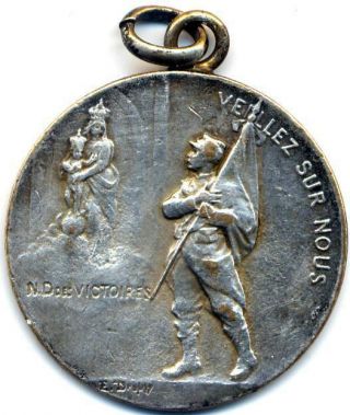 Wwi.  French Medal.  Our Lady Of Wins.  Come Back And Victorious 1914/1915 By Dropsy