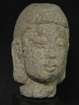 Vintage not ANCIENT Granite LImestone Buddha Heads Carved Natural Stone Bust 80s 2