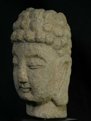 Vintage not ANCIENT Granite LImestone Buddha Heads Carved Natural Stone Bust 80s 3