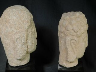 Vintage not ANCIENT Granite LImestone Buddha Heads Carved Natural Stone Bust 80s 6