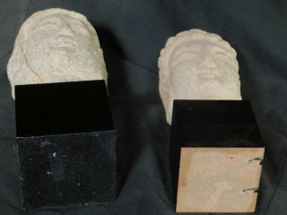 Vintage not ANCIENT Granite LImestone Buddha Heads Carved Natural Stone Bust 80s 8