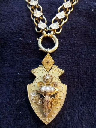 Stunning Antique Victorian 14 K Yellow Gold,  Pearl Taille D 