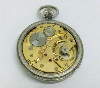VINTAGE SWISS MILITARY POCKET WATCH 37085 HAND - WINDING SUB SECOND WHITE DIAL 4