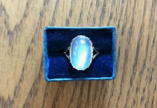 Antique Moonstone Ring Victorian Edwardian 9k Yellow Gold Claw Prongs Vintage