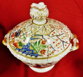 3 PC ANTIQUE 19th C.  ROYAL CROWN DERBY Service Set - Tureens and Center Bowl 2