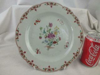 18th C Chinese Porcelain Famille Rose Floral Shaped Plate