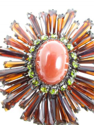 OUTSTANDING RARE SCHREINER OF YORK TOPAZ PERIDOT CRYSTAL SIGNED RUFFLE PIN 7