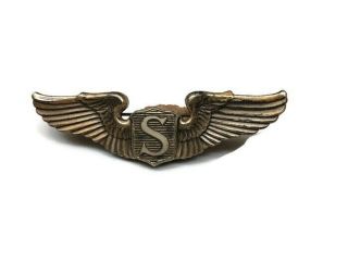 Vintage Wwii Amcraft Sterling Silver U.  S.  Army Air Force Service Pilot Wings