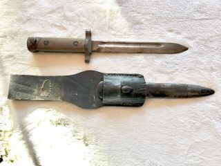Ww2 Italian Fascist Carcano Bayonet Knife Dagger Fixed Blade W/ Leather Frog