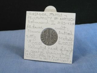 Ancient Crusader Coin Denar Antioch Bohemond Iii Silver 1163 1201 Vf