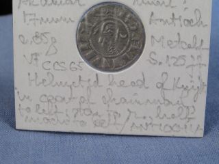 ANCIENT CRUSADER COIN DENAR ANTIOCH BOHEMOND III SILVER 1163 1201 VF 6