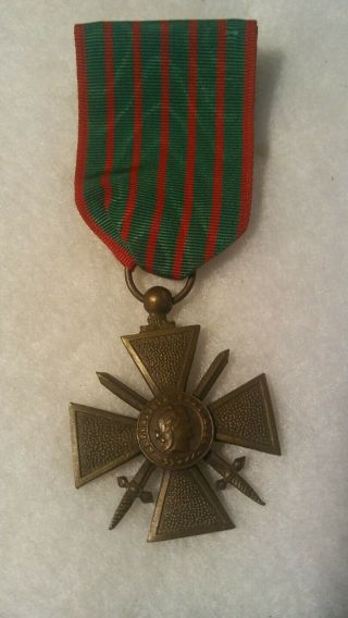 Ww1 1914 - 1918 Croix De Guerre Military Medal With Star France French
