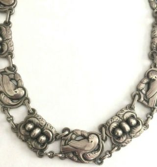 Vintage Art Nouveau Georg Jensen Dove Sterling Silver 925 Necklace 17 3