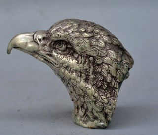AAA Collectable Antique Tibet Silver Hand - Carved Hawk Head Delicate Vivid Statue 2