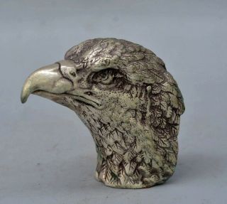 AAA Collectable Antique Tibet Silver Hand - Carved Hawk Head Delicate Vivid Statue 3