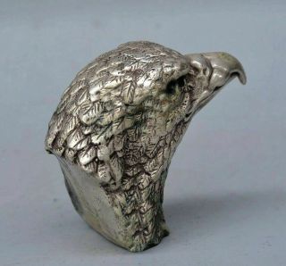 AAA Collectable Antique Tibet Silver Hand - Carved Hawk Head Delicate Vivid Statue 4