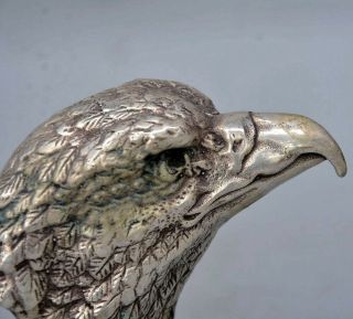 AAA Collectable Antique Tibet Silver Hand - Carved Hawk Head Delicate Vivid Statue 5