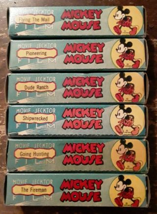 6 Vintage Movie - Jecktor Film Projector Rolls With Boxes All Mickey Mouse