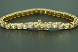 Antique Heavy Vintage 18k Yg 5.  00ctw Diamond Tennis Bracelet Estate Video