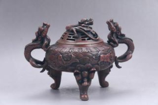 Exquisite Chinese Pure Copper Hand Carved Incense Burner Xuande Mark