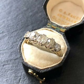 Vintage 18 Carat Gold & Platinum Diamond Five - Stone Ring
