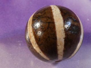 Ancient Pumtek Pyu Bead  6 Stripe Sun Ray  Rare 13.  7 Mm World Class Bead