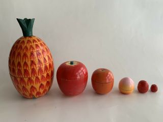 Wooden Pineapple Matryoshka Made In Japan