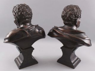 Pair Antique 19thC Theater,  Comedy & Tragedy Bronze Bust Sculptures,  NR 4