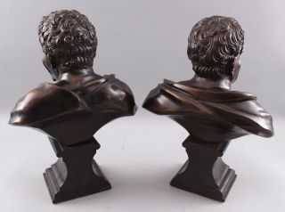 Pair Antique 19thC Theater,  Comedy & Tragedy Bronze Bust Sculptures,  NR 8